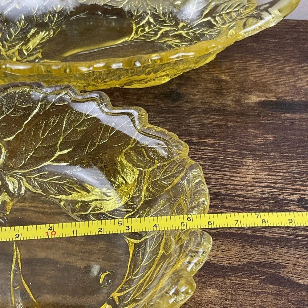 Tiara Indiana Yellow Mist Sweet Pear Bowl 6.25 And Relish Bowl Is 9.5 X 4.5